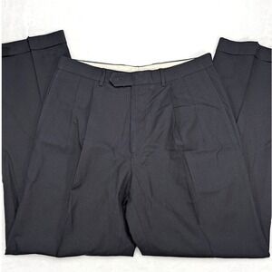 Lauren Ralph Lauren Mens Black Wool Pleated Dress Pants Size 34W x 32L